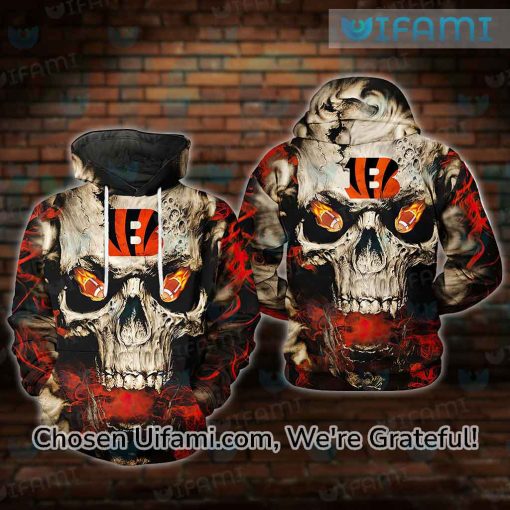 Mens Cincinnati Bengals Hoodie 3D Jaw-dropping Skull Bengals Gift Ideas