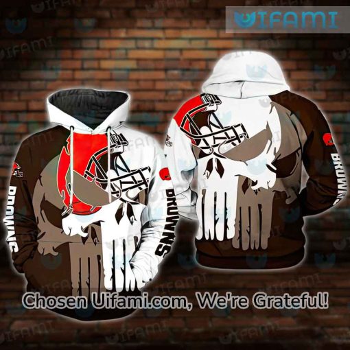 Mens Cleveland Browns Hoodie 3D Attractive Punisher Skull Browns Gift