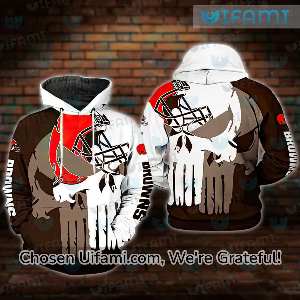 Cleveland Browns Skull 3D Hoodie All Over Print Cleveland Browns