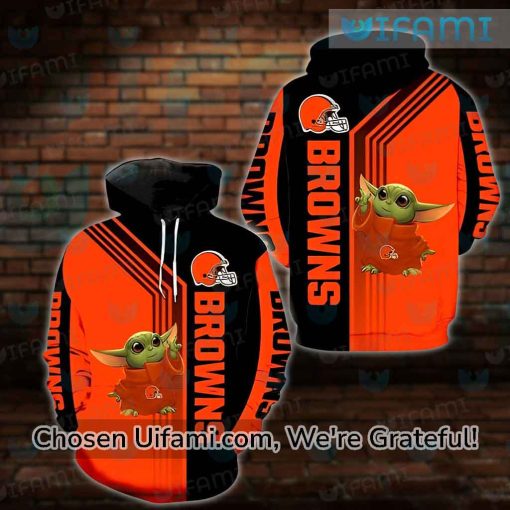 Mens Cleveland Browns Hoodie 3D Exquisite Baby Yoda Cleveland Browns Gift