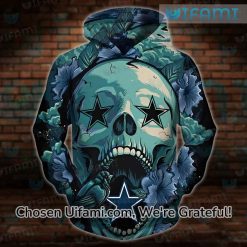 Mens Dallas Cowboys Zip Up Hoodie 3D Hilarious Skull Gifts For Cowboys Fans