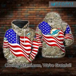 Mens Dolphins Hoodie 3D Camo USA Flag Miami Dolphins Father’s Day Gift