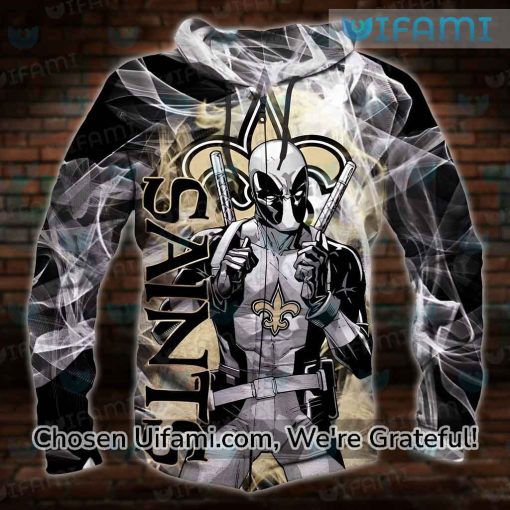 Mens Saints Hoodie 3D Awe-inspiring Deadpool New Orleans Saints Gifts For Him