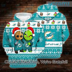 Miami Dolphins Hoodie Youth 3D Groot Grinch Baby Christmas Miami Dolphins Gift