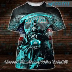 Miami Dolphins Tee 3D Mesmerizing Grim Reaper USA Flag Miami Dolphins Gift