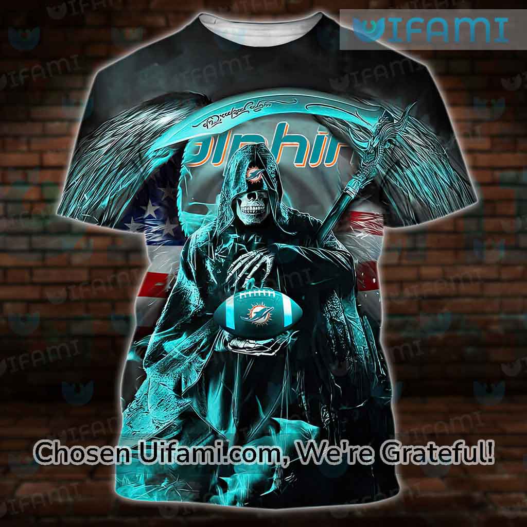 Miami Dolphins T-Shirt 3D Jaw-dropping Grim Reaper Unique Miami Dolphins  Gifts - Personalized Gifts: Family, Sports, Occasions, Trending