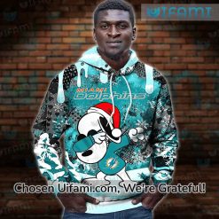Miami Dolphins Youth Hoodie 3D Cheerful Snoopy Christmas Miami Dolphins Gift 2