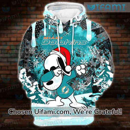 Miami Dolphins Youth Hoodie 3D Cheerful Snoopy Christmas Miami Dolphins Gift