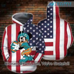 Miami Dolphins Zip Up Hoodie 3D Magnificent Mickey USA Flag Miami Dolphins Gift