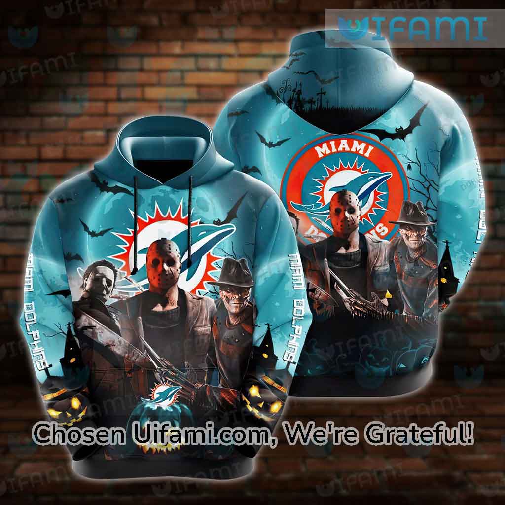 Miami Dolphins Zipper Hoodie 3D Michael Myers Freddy Krueger Jason Voorhees  Gift - Personalized Gifts: Family, Sports, Occasions, Trending