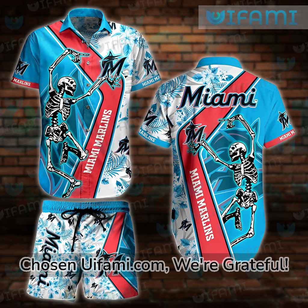 MLB Miami Marlins Hawaiian Shirt Funny Skeleton Dancing Trendy Summer Gift