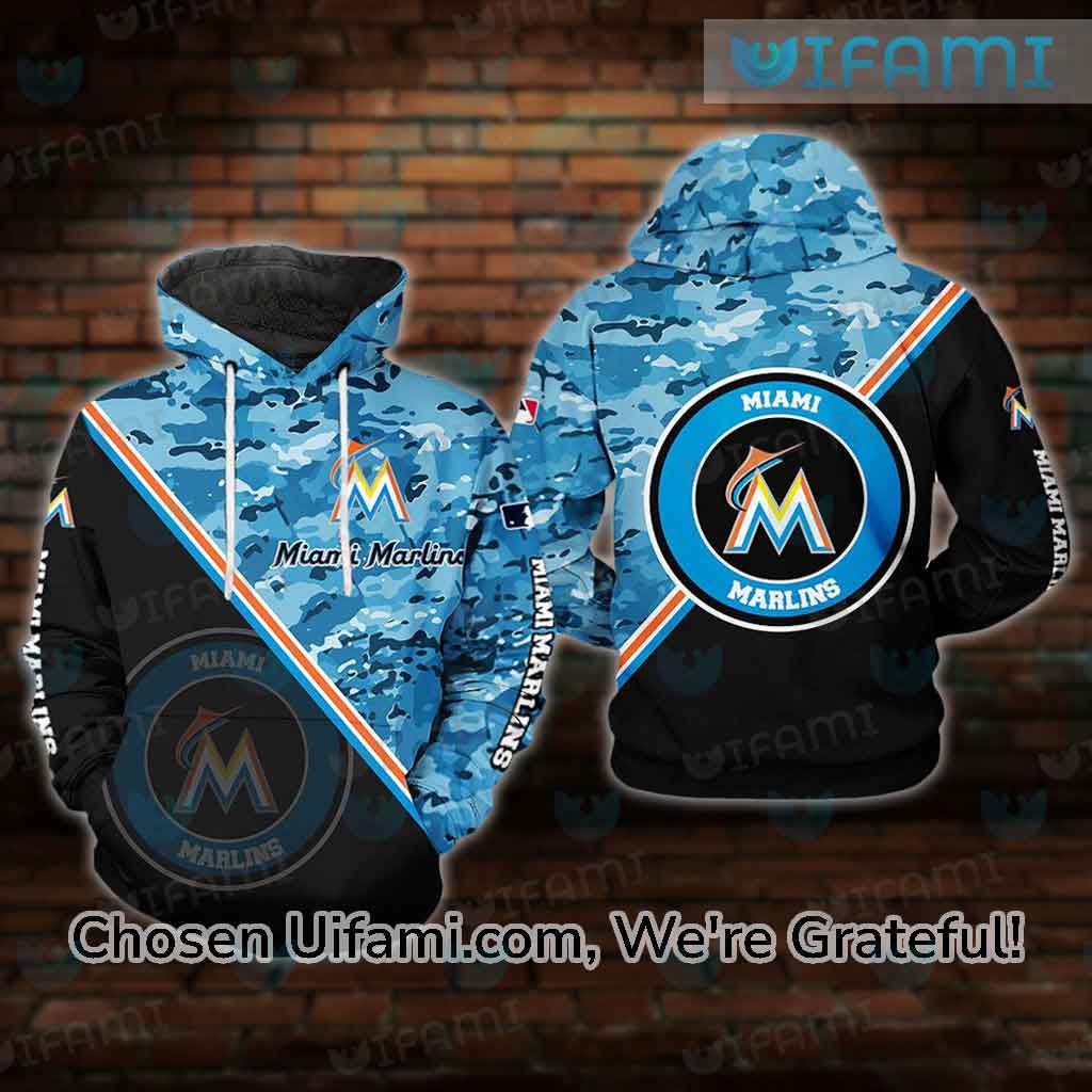 Sports Baseball MLB Miami Marlins Blue Camo 3D Hoodie - T-shirts Low Price