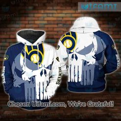 Milwaukee Brewers Hoodie 3D Outstanding Punisher Skull Brewers Gift Ideas