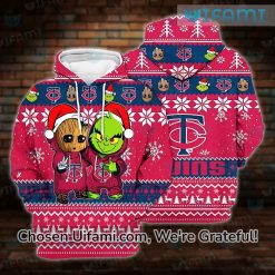 Minnesota Twins Zip Up Hoodie 3D Special Christmas Groot Grinch MN Twins Gifts