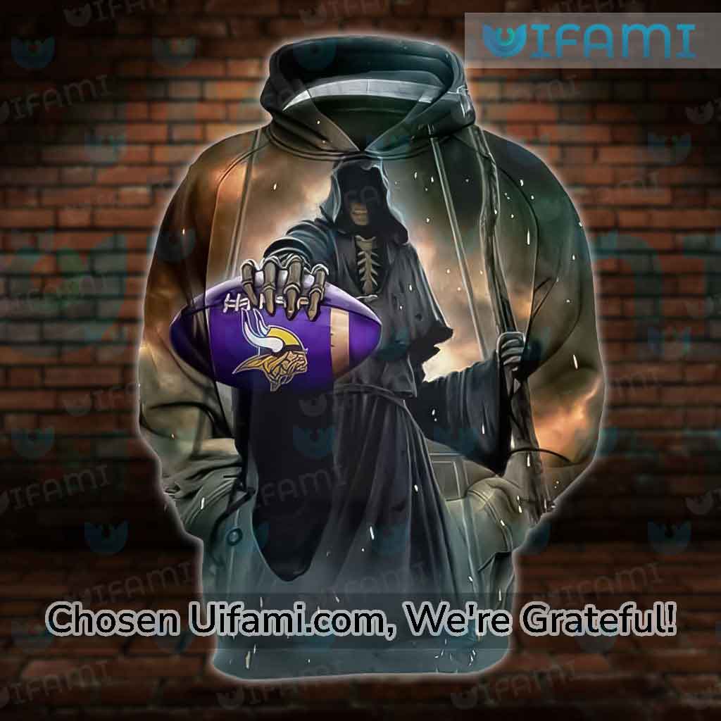 Minnesota Vikings Full Zip Hoodie 3D Grim Reaper Best Gifts For