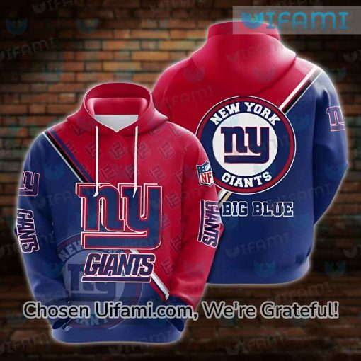 NY Giants Womens Hoodie 3D Famous Go Big Blue New York Giants Gift