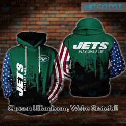 NY Jets Black Hoodie 3D Thrilling USA Flag New York Jets Gift