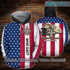 New Orleans Saints Full Zip Hoodie 3D Discount USA Flag Who Dat Saints Fan Gifts