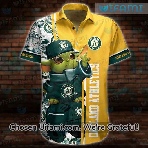 Oakland AS Hawaiian Shirt Baby Yoda Novelty Oakland Athletics Gifts