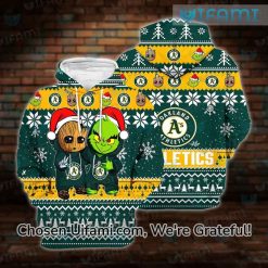 Oakland A’S Zip Up Hoodie 3D Awe-inspiring Christmas Grinch Groot Oakland AS Gifts