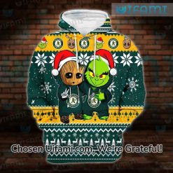 Oakland AS Zip Up Hoodie 3D Awe inspiring Christmas Grinch Groot Oakland AS Gifts 2