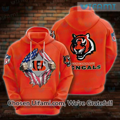 Orange Bengals Hoodie 3D Rare USA Flag Cincinnati Bengals Gift