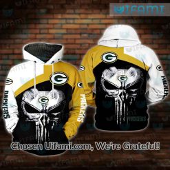 Packers Zip Up Hoodie 3D Simple Punisher Skull Green Bay Packers Gift Ideas