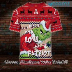 Patriots Tshirts 3D Grinch I Hate People But I Love My New England Patriots Christmas Gifts