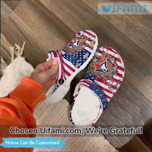 Personalized Blue Jays Crocs USA Flag Blue Jays Gift