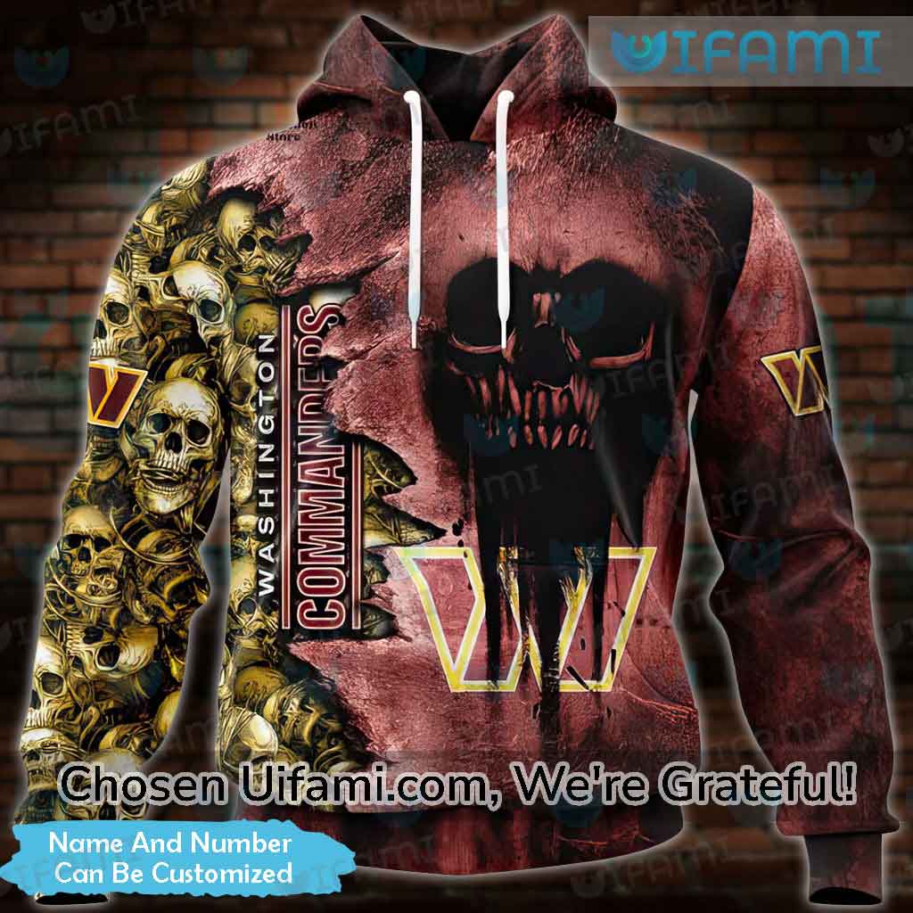 Personalized Commanders Hoodie 3D Skull Washington Commanders Gift