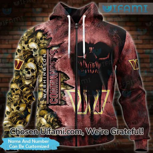 Personalized Commanders Hoodie 3D Skull Washington Commanders Gift Ideas