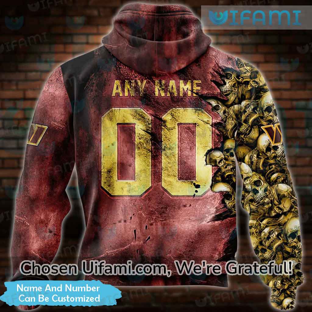 Washington Commanders Custom Name & Number Skull Hoodies Full Over Print -  Banantees