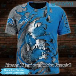 Personalized Detroit Lions Youth Shirt 3D Bold Skull Detroit Lions Gift