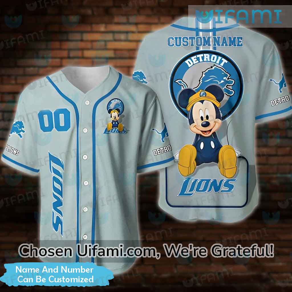 Detroit Lions Mickey Mouse Personalized Baseball Jersey Shirt