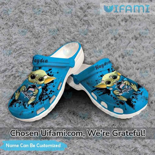 Personalized Marlins Crocs Baby Yoda Eye-opening Miami Marlins Gifts