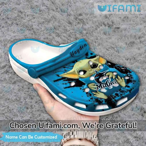 Personalized Marlins Crocs Baby Yoda Eye-opening Miami Marlins Gifts