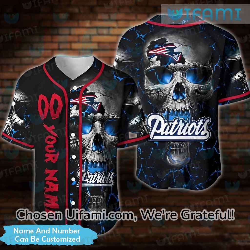 Personalized Patriots Baseball Jersey Playful Skull New England Patriots  Gift - Personalized Gifts: Family, Sports, Occasions, Trending