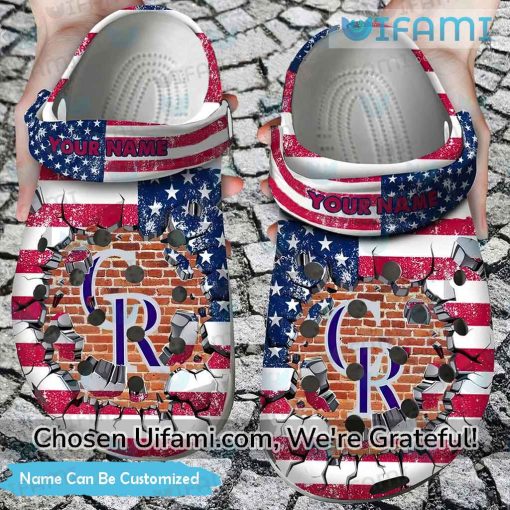 Personalized Rockies Crocs USA Flag Colorado Rockies Gift