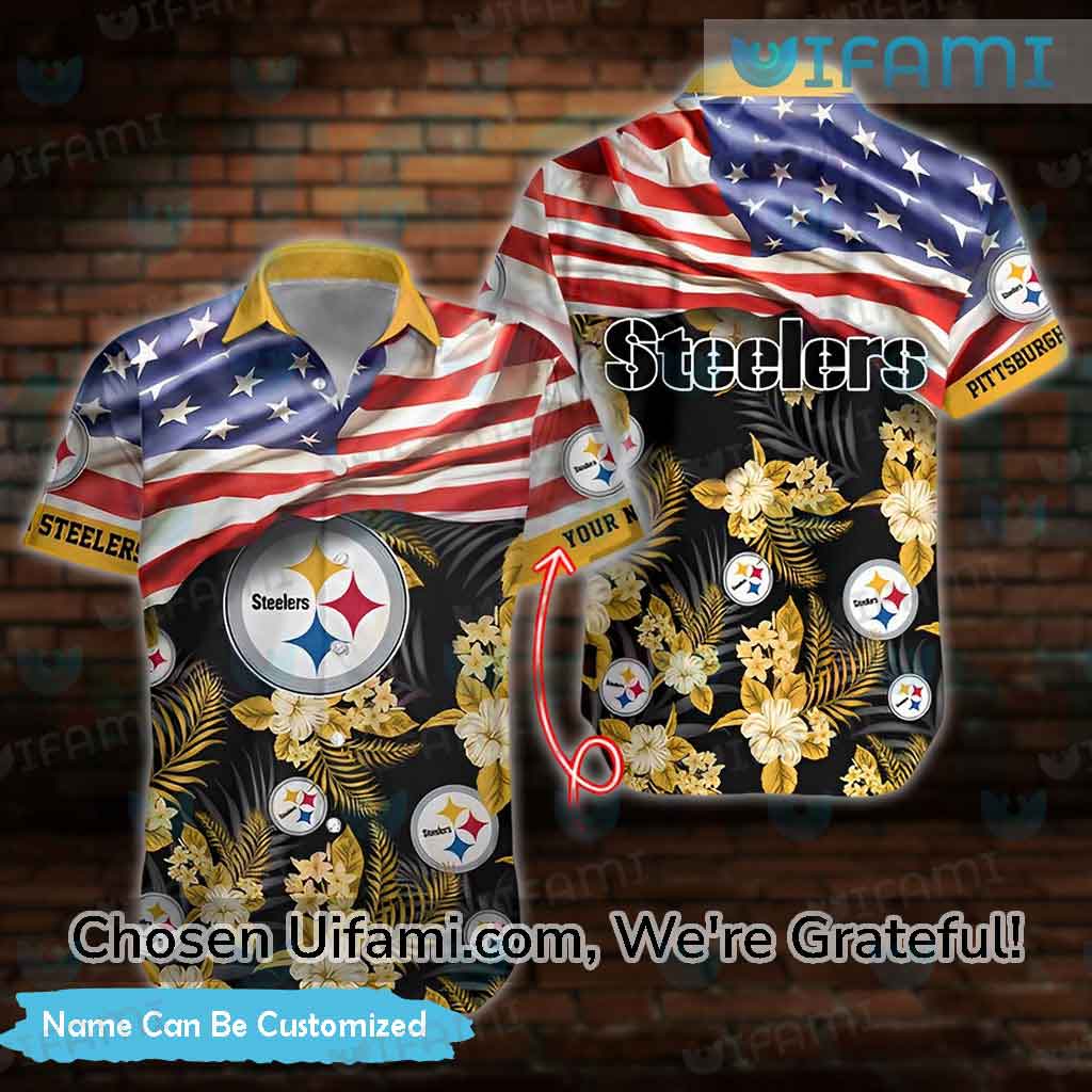 Personalized Steelers Hawaiian Shirt USA Flag Pittsburgh Steelers Gift