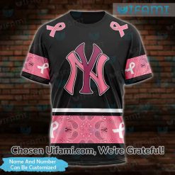 Personalized Yankees T Shirt Mens 3D Breast Cancer New York Yankees Gift Best selling