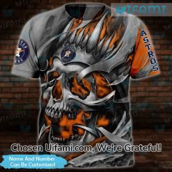 Personalized Youth Astros Shirt 3D Colorful Skull Houston Astros Gift