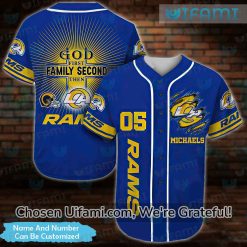 Rams Baseball Jersey God First Family Second Custom LA Rams Gift