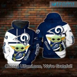 Rams Hoodie Mens 3D Bold Baby Yoda Gifts For Rams Fans