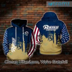 Rams Zip Up Hoodie 3D Captivating USA Flag Rams Gifts For Him