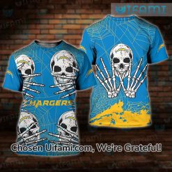 Retro Chargers Shirt 3D Wonderful Skull Los Angeles Chargers Gifts