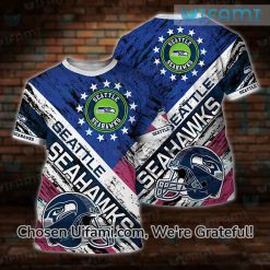 Seahawks Graphic Tee 3D Basic USA Flag Gifts For Seattle Seahawks Fans