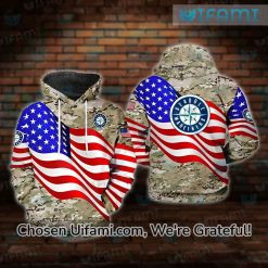 Seattle Mariners Full Zip Hoodie 3D Famous USA Flag Camo Mariners Gift