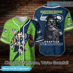 Seattle Seahawks Baseball Jersey Custom Surprising Skull Gifts For Seahawks Fans