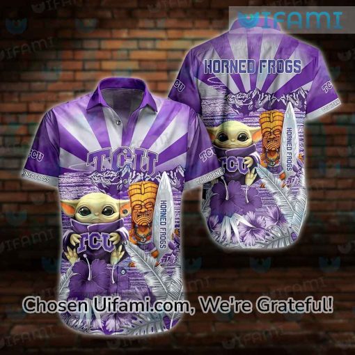 TCU Hawaiian Shirt Attractive Baby Yoda TCU Horned Frogs Gifts