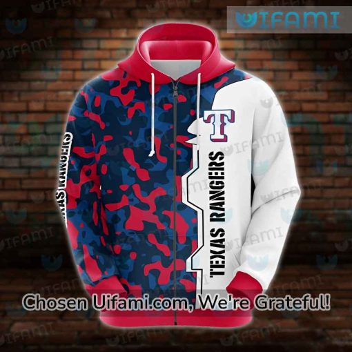 Texas Rangers Hoodie Mens 3D Camo Texas Rangers Gift Ideas